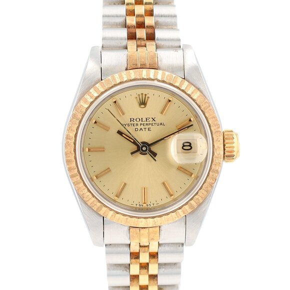 Rolex Datejust 69173 26mm Champagne Index Dial Fluted Bezel Jubilee Band - Picture 1 of 8